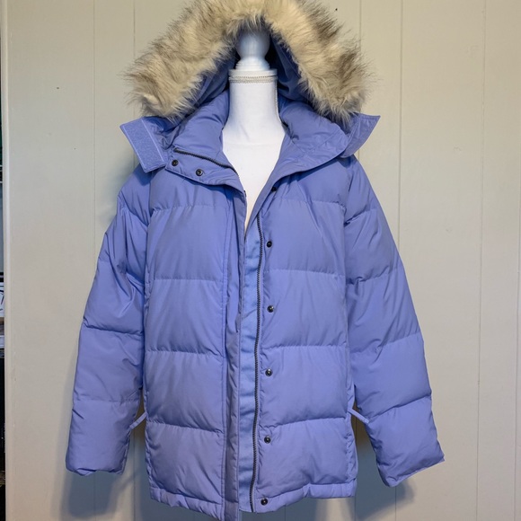 L.L. Bean Jackets & Blazers - Periwinkle Faux Fur Hood LL Bean Coat